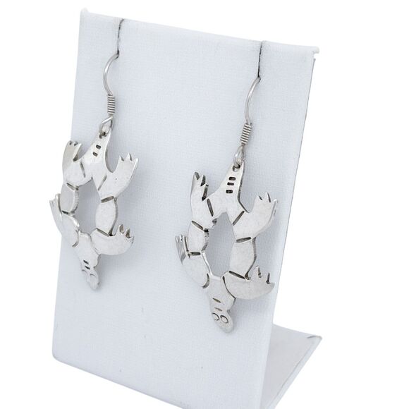 Vintage Mexico Taxco Sterling Silver 925 Turtle Dangle Earrings - Picture 4 of 8